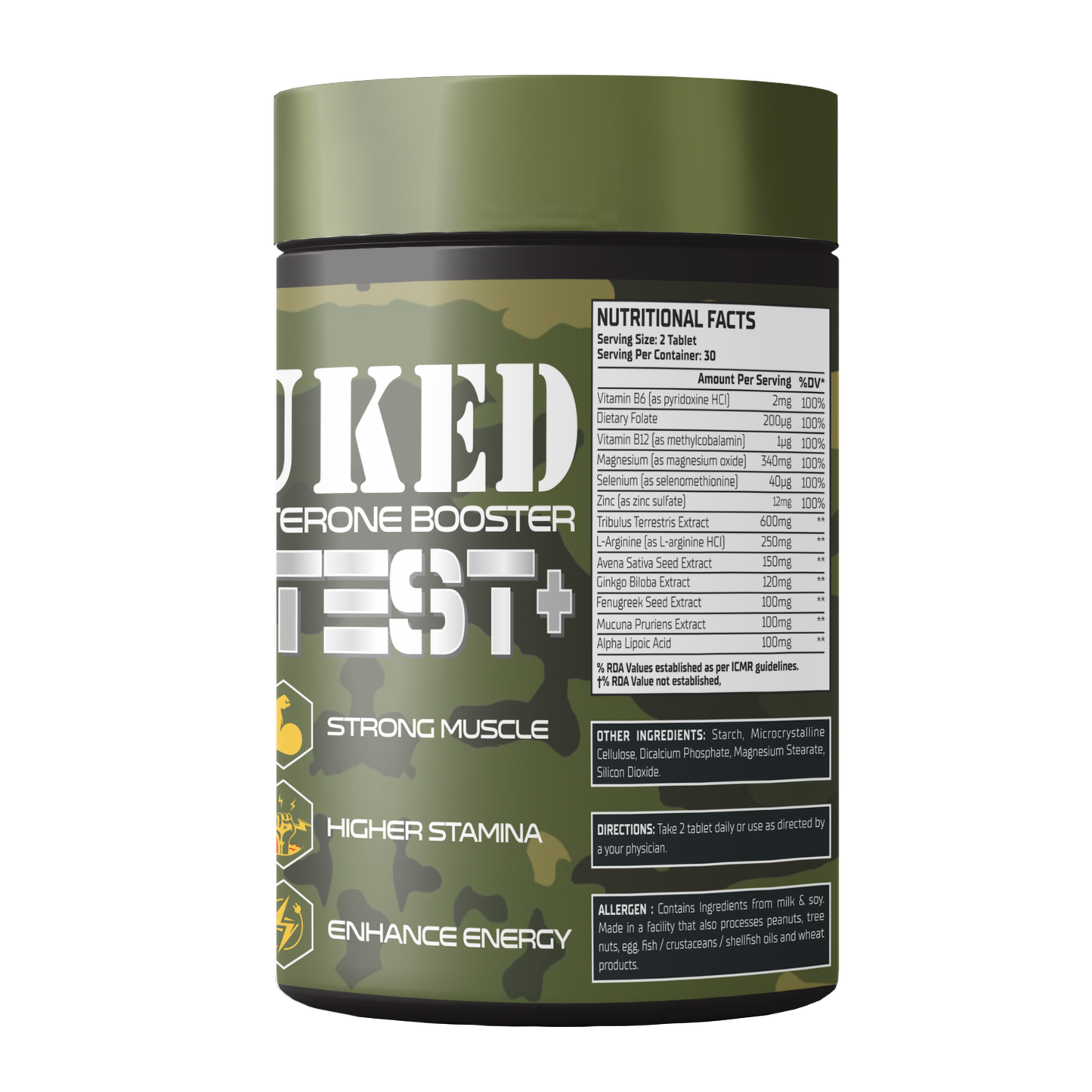 Warzone Nuked Test+ Testosterone Booster Tablet - 60 Tablets