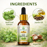 Bhudevam Naturals Khadi Basil Essential Oil for Hair Care, Aromatherapy, Stress Relief, Diffuser, Massage & Skin Care - 15ml