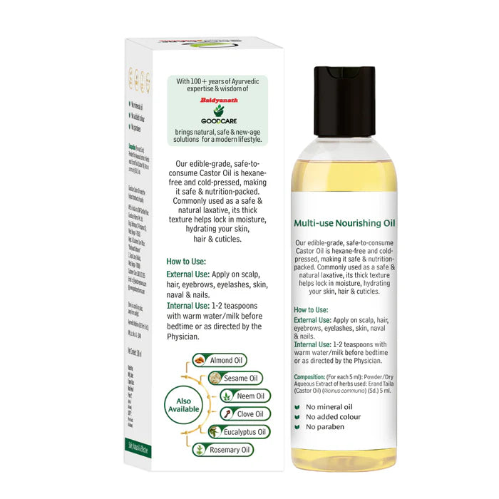 Goodcare Castor Cold Pressed Oil for Hair, Skin & Constipation Relief - 200ml