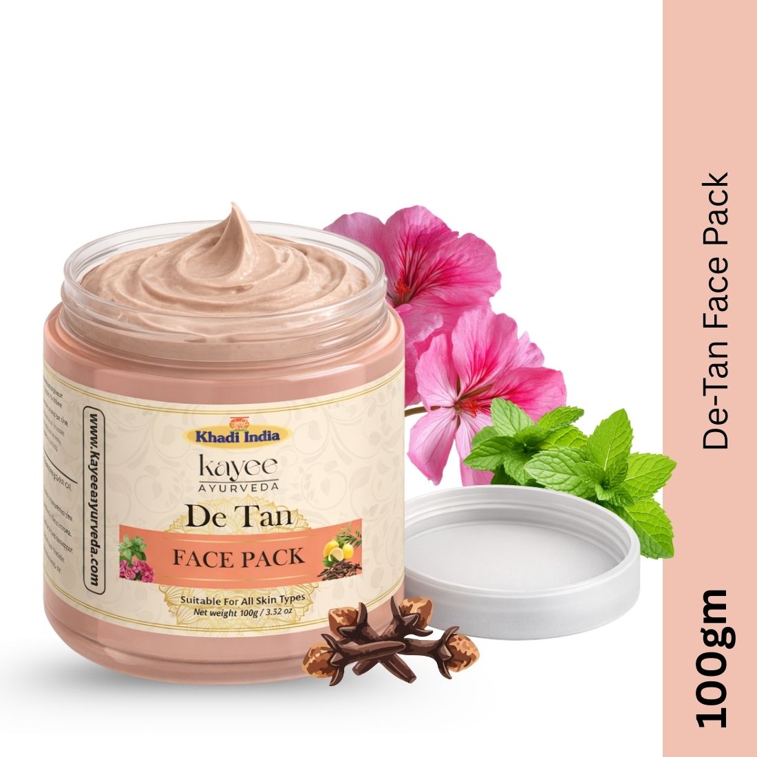 Kayee Ayurveda De-Tan Face Pack for Men & Women | Herbal Face Pack for Tanned, Dull & Uneven-Looking Skin | Helps Remove Surface Impurities, Excess Oil & Dead Skin Cells for Fresh, Smooth & Radiant-Looking Skin