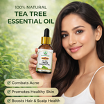 Bhudevam Naturals Khadi Tea Tree Essential Oil for Acne, Pimples, Skin Care, Hair Care, Dandruff Control, Aromatherapy & Diffuser- 15ml