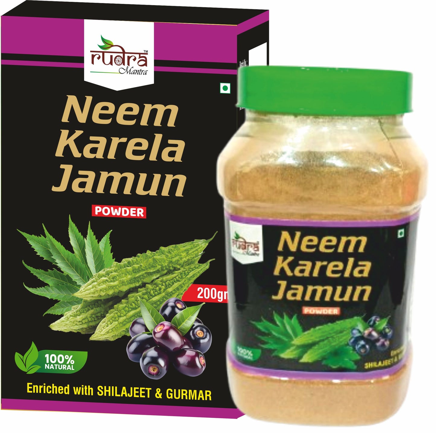 Rudra Mantra Neem Karela Jamun Powder - 100gm