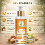 Bhudevam Naturals Khadi SPF 50 Sunscreen Cream for Men & Women | Non-Greasy Sun Protection Lotion for Face & Body- 100ML
