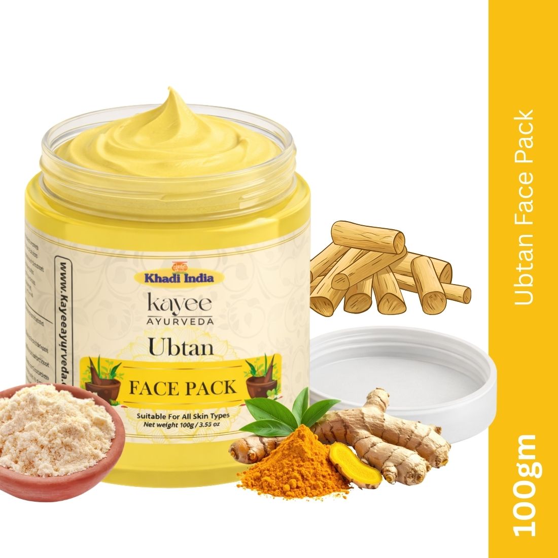 Kayee Ayurveda Herbal Ubtan Face Pack for Men & Women | Traditional Indian Facial Mask for Dull & Tanned-Looking Skin | Helps Remove Dirt, Excess Oil & Surface Impurities for Soft, Smooth, Clean & Radiant-Looking Skin