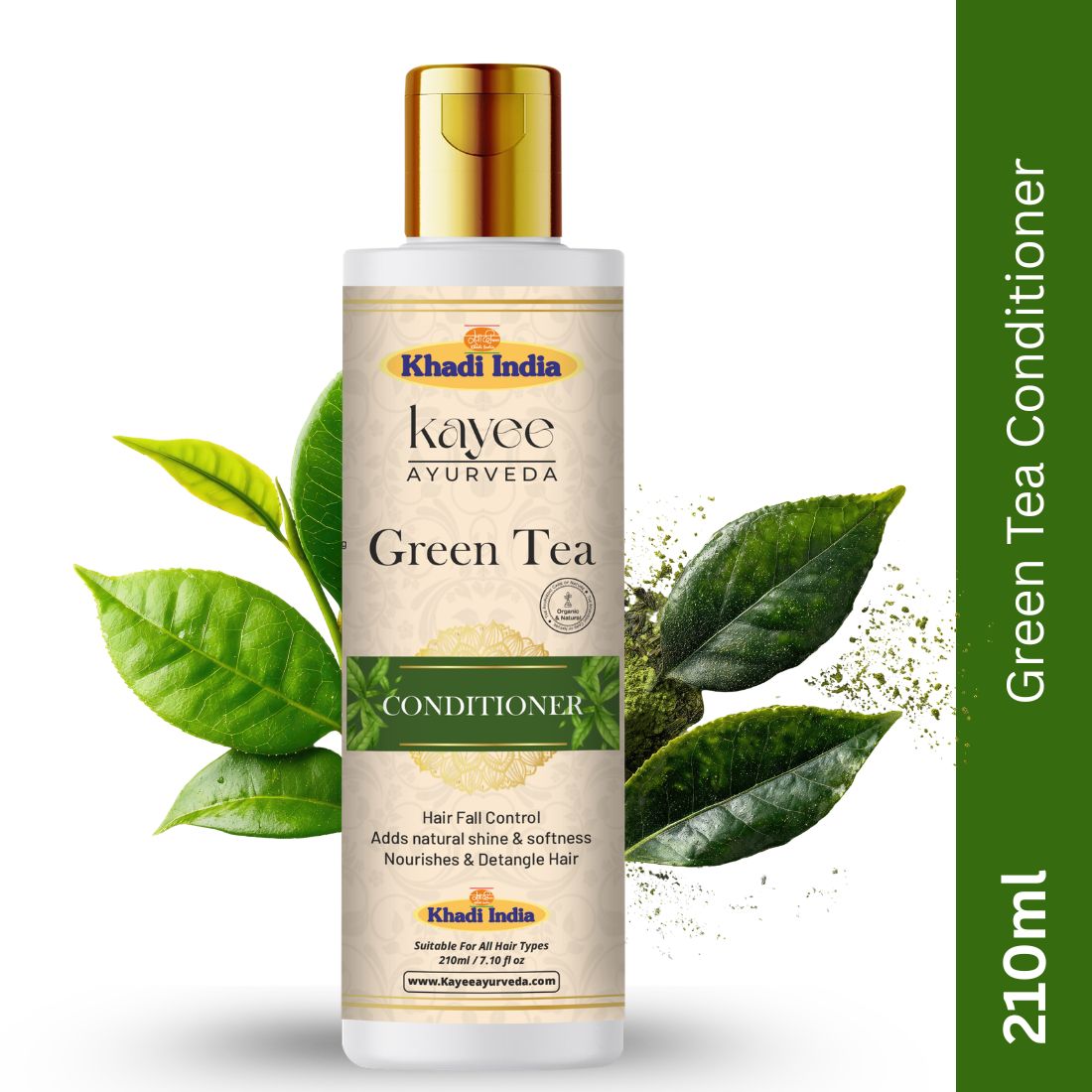 Kayee Ayurveda Green Tea Conditioner for Dry & Frizzy Hair | Herbal Hair Conditioner with Green Tea for Deep Conditioning, Hair Nourishment, Softness, Smoothness, Detangling & Healthy-Looking Shine | 210 ml