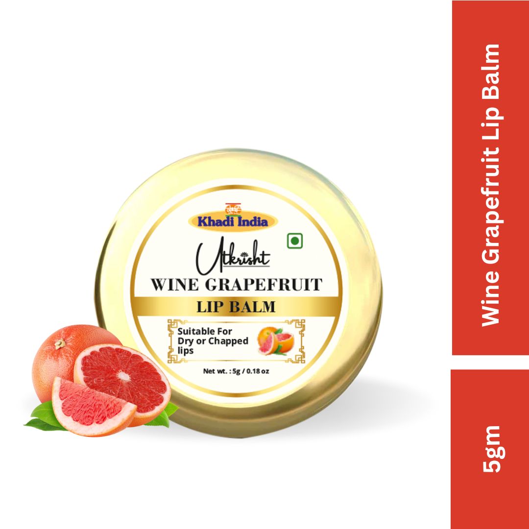 Khadi Grapefruit Lip Balm for Dry & Chapped Lips | Herbal Moisturizing Lip Care | Helps Keep Lips Soft & Smooth | 5 gm
