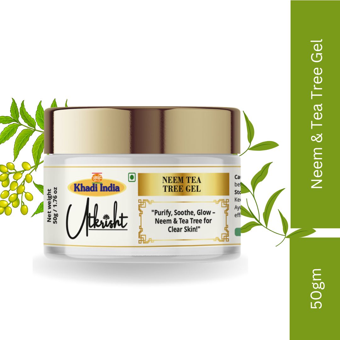 Khadi Neem & Tea Tree Face Gel for Acne-Prone & Oily Skin | Blemish Care, Oil Control & Skin Soothing Gel | Hydrating, Lightweight & Non-Sticky Face Moisturizer | For Men & Women | 50 gm