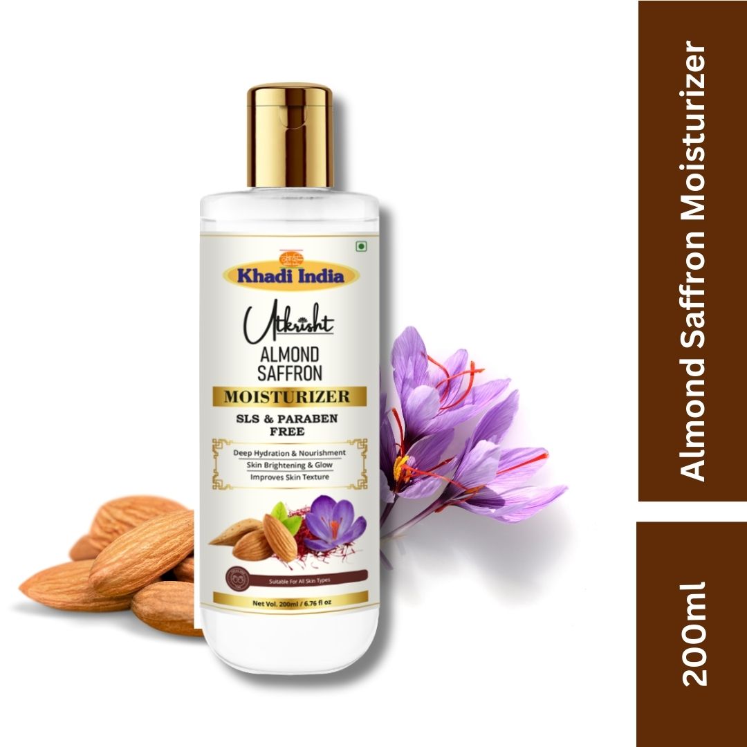 Utkrisht Khadi Pure Almond & Saffron Moisturizer | Deep Nourishing & Brightening Face & Body Cream