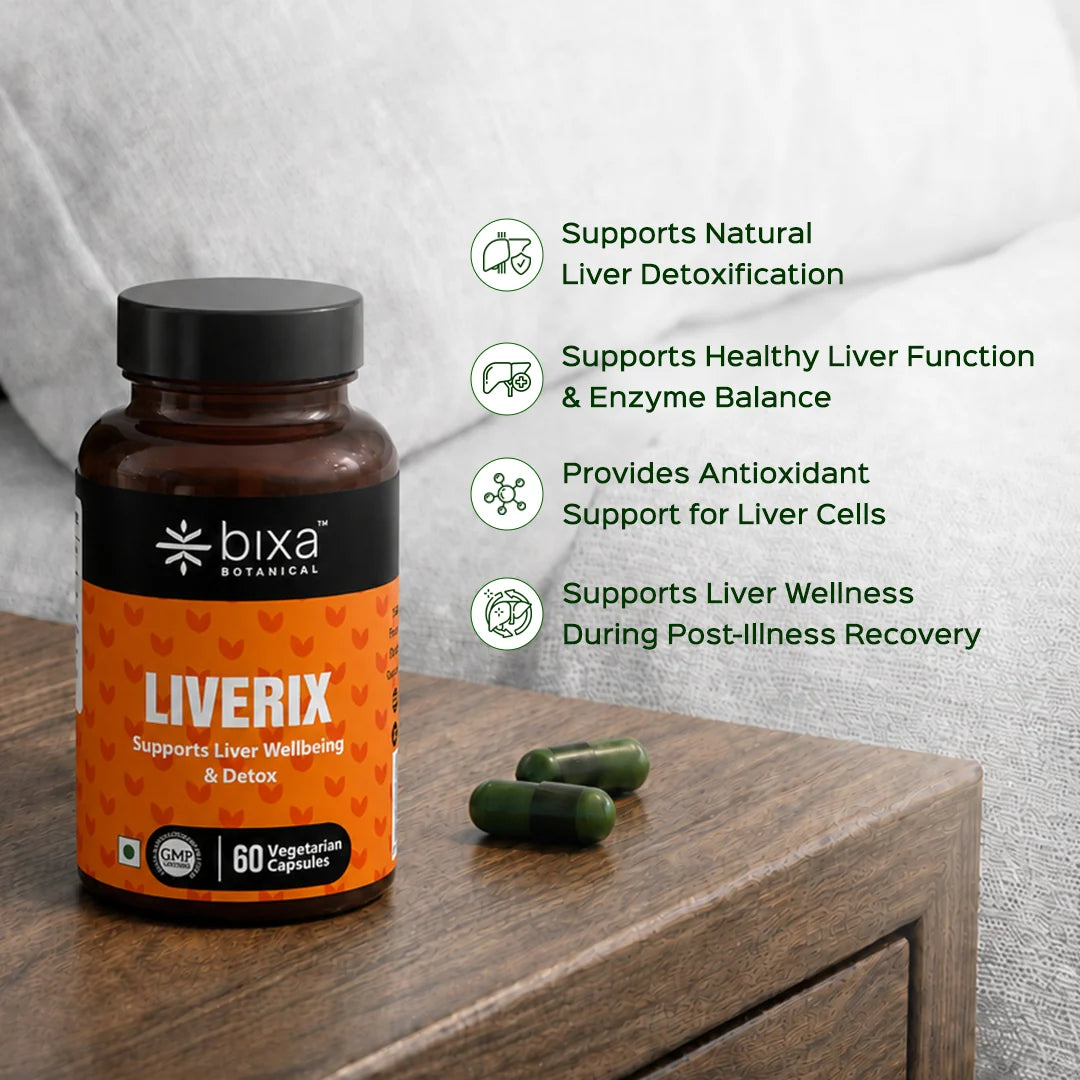 Bixa Botanical LIVERIX (60 Veg Capsules | 450mg) | Synergistic Ayurvedic Formula for Natural Liver Detoxification & Hepatic Function