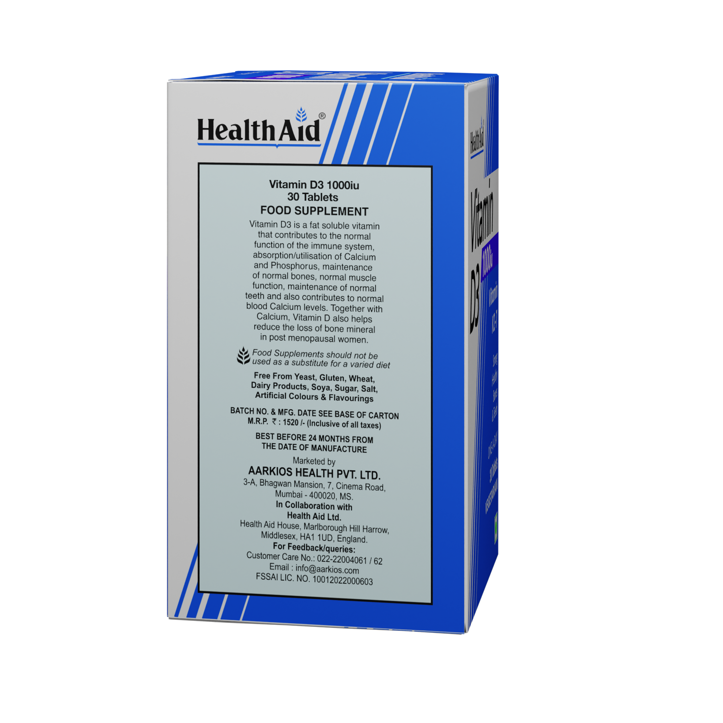 HealthAid Vitamin D3 1000 iu Tablet - 30 Tablets