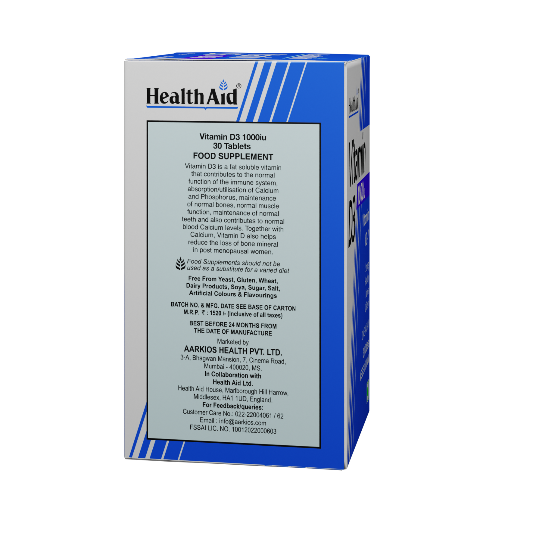 HealthAid Vitamin D3 1000 iu Tablet - 30 Tablets