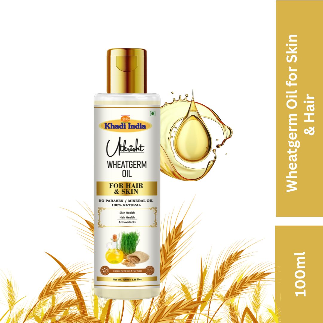 Utkrisht Khadi Pure Wheatgerm Hair Oil | Deep Nourishment for Dry & Damaged Hair, Strengthening & Hair Fall Control