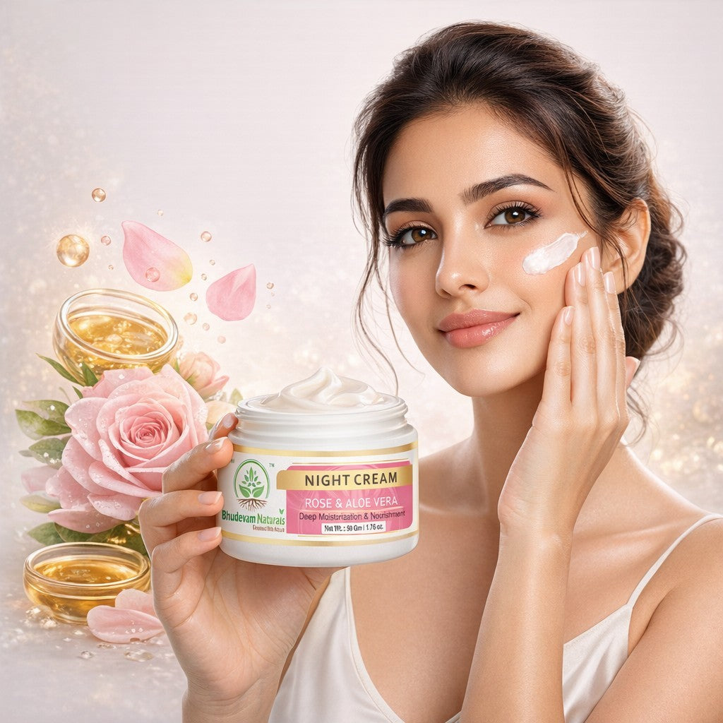 Bhudevam Naturals Khadi Luxury Night Cream for Face – Advanced Anti Aging Formula for Radiant & Youthful Skin- 50GM