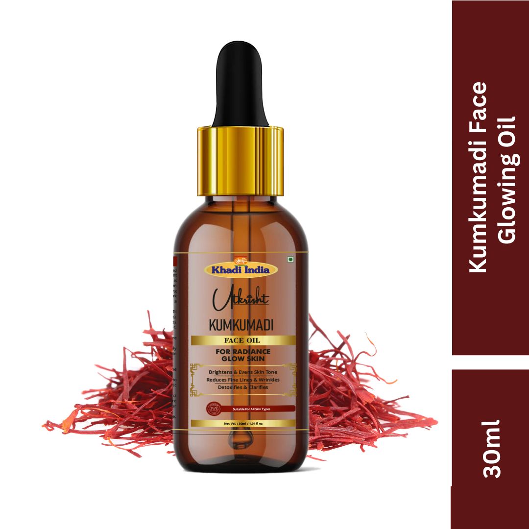 Khadi Kumkumadi Face Oil | Ayurvedic Kumkumadi Tailam with Saffron | Face Oil for Glowing & Radiant-Looking Skin | Dark Spot, Pigmentation & Fine Line Care | All Skin Types | 30 ml