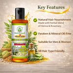 Bhudevam Naturals Khadi Henna Rosemary Hair Oil for Hair Growth & Hair Fall Control- 210ML