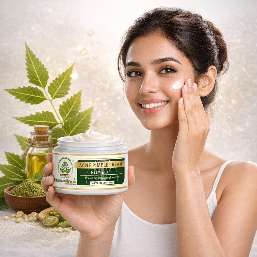 Bhudevam Naturals Khadi Acne Pimple Cream for Fast Acting Spot Treatment for Pimples, Acne & Breakouts- 50GM