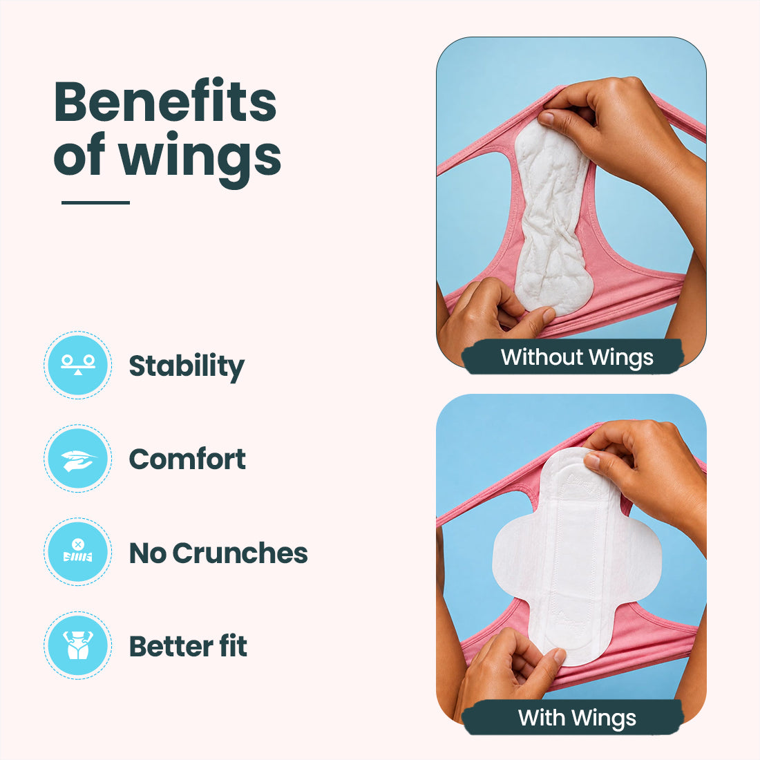 Hi Life Flow Easy Organic Panty Liners with Wings | 100% Organic Cotton Top Sheet Liners for Daily Spotting, Discharge & Light Flow (Pack of 20)