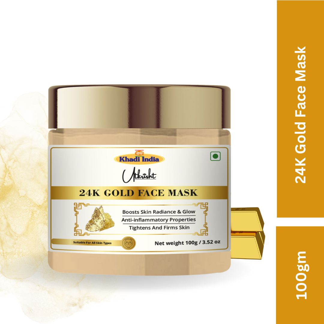 Khadi 24K Gold Face Pack for Glowing & Youthful Skin | Herbal Formula for Smooth, Radiant & Youthful Skin- 100GM