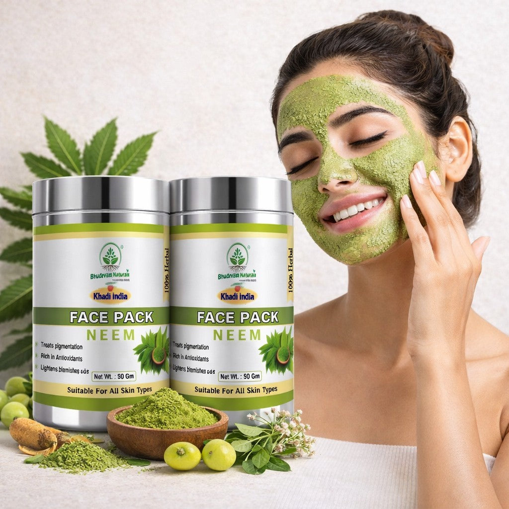 Bhudevam Naturals Khadi Neem Face Pack for Acne & Pimples Control- 100GM (Pack of 2)
