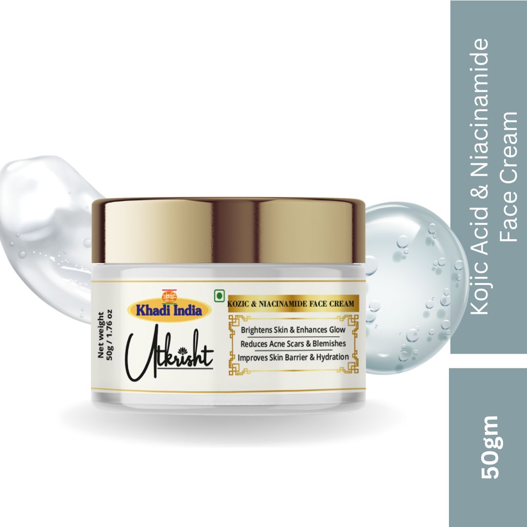 Khadi Essentials Kojic Acid & Niacinamide Skin Brightening Cream (50g) | For Dark Spots, Blemishes & Pigmentation