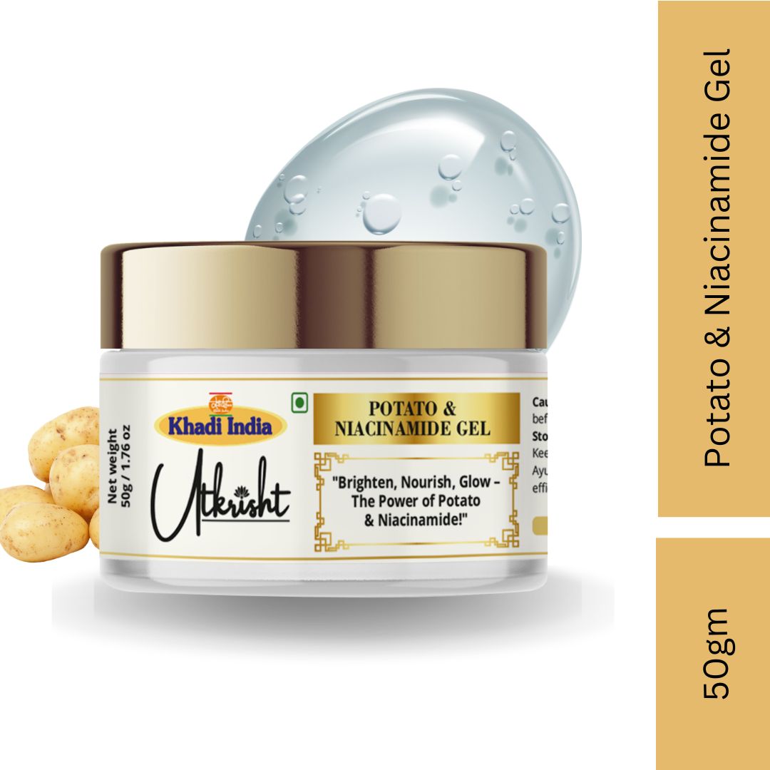 Khadi Potato & Niacinamide Face Gel for Dark Spots & Uneven Skin Tone | Skin Brightening & Oil Control Gel | Hydrating, Lightweight & Non-Sticky Face Moisturizer | For Men & Women | 50 gm