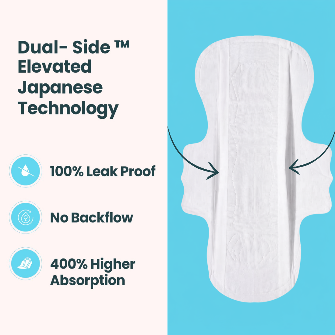 Hi Life Flow Easy Organic Period Pads 280mm | 100% Organic Cotton Top Sheet Sanitary Napkins for Regular & Medium Flow (Pack of 15)