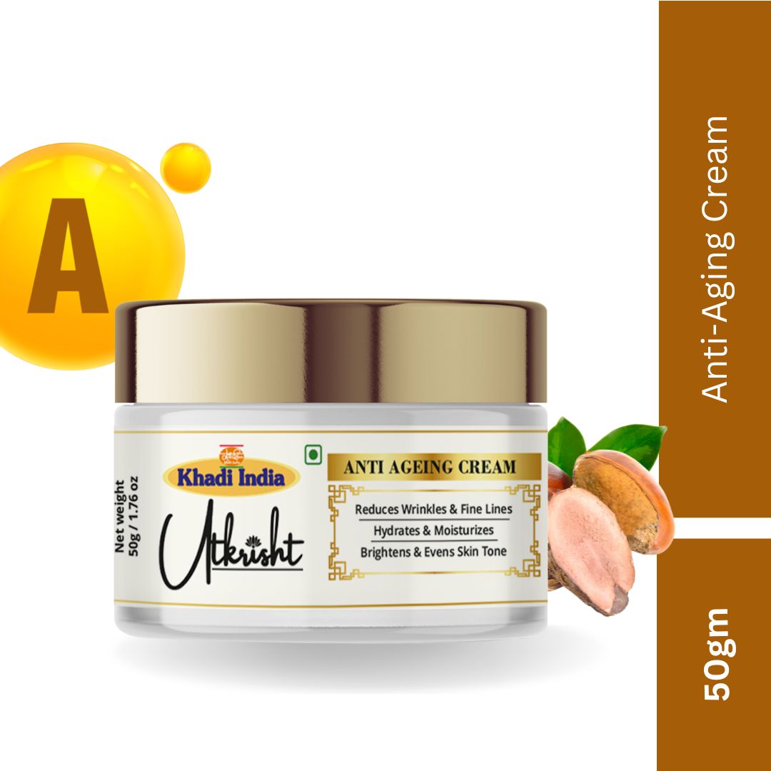 Utkrisht Khadi Pure Anti-Ageing Face Cream (50g) | For Wrinkle Reduction, Skin Firming & Youthful Radiance