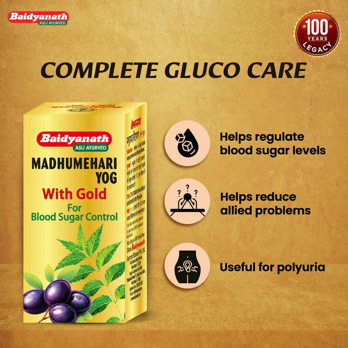 Baidyanath Madhumehari Yog With Gold- Effective In Managing Blood Sugar - 30 Tablets