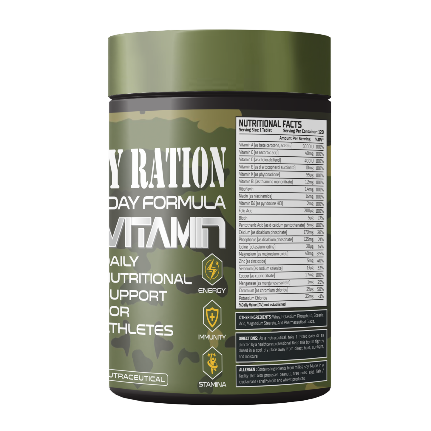 Warzone Daily Ration Vitamin Support Tablet - 120 Tablets