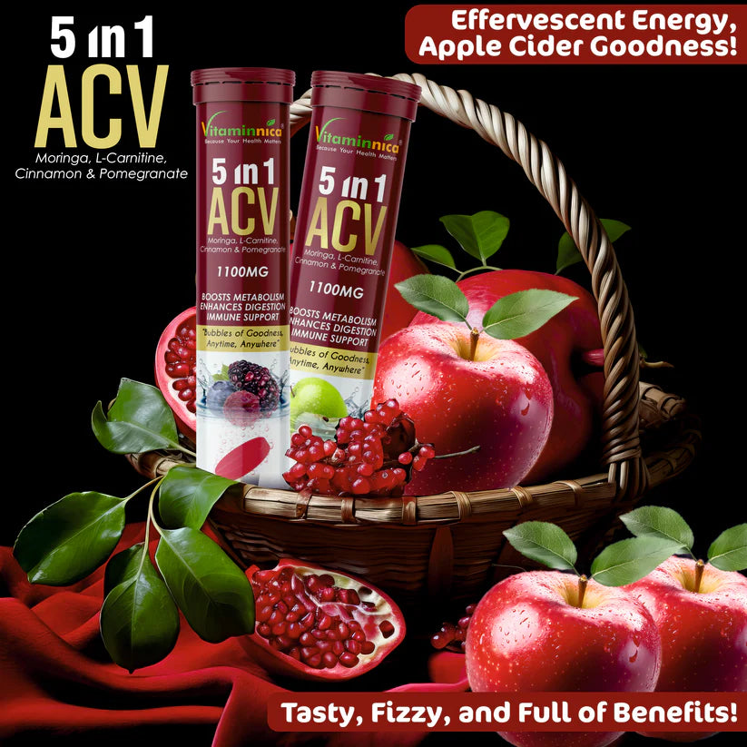 Vitaminnica ACV Moringa 5-in-1 Effervescent Tablets - Mixberries Weight & Detox, 15 Count