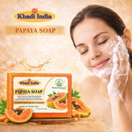 Bhudevam Naturals Khadi Handmade Papaya Soap Bar – Exfoliating & Deep Cleansing Bath Soap for Face & Body - 500GM (Pack of 4)
