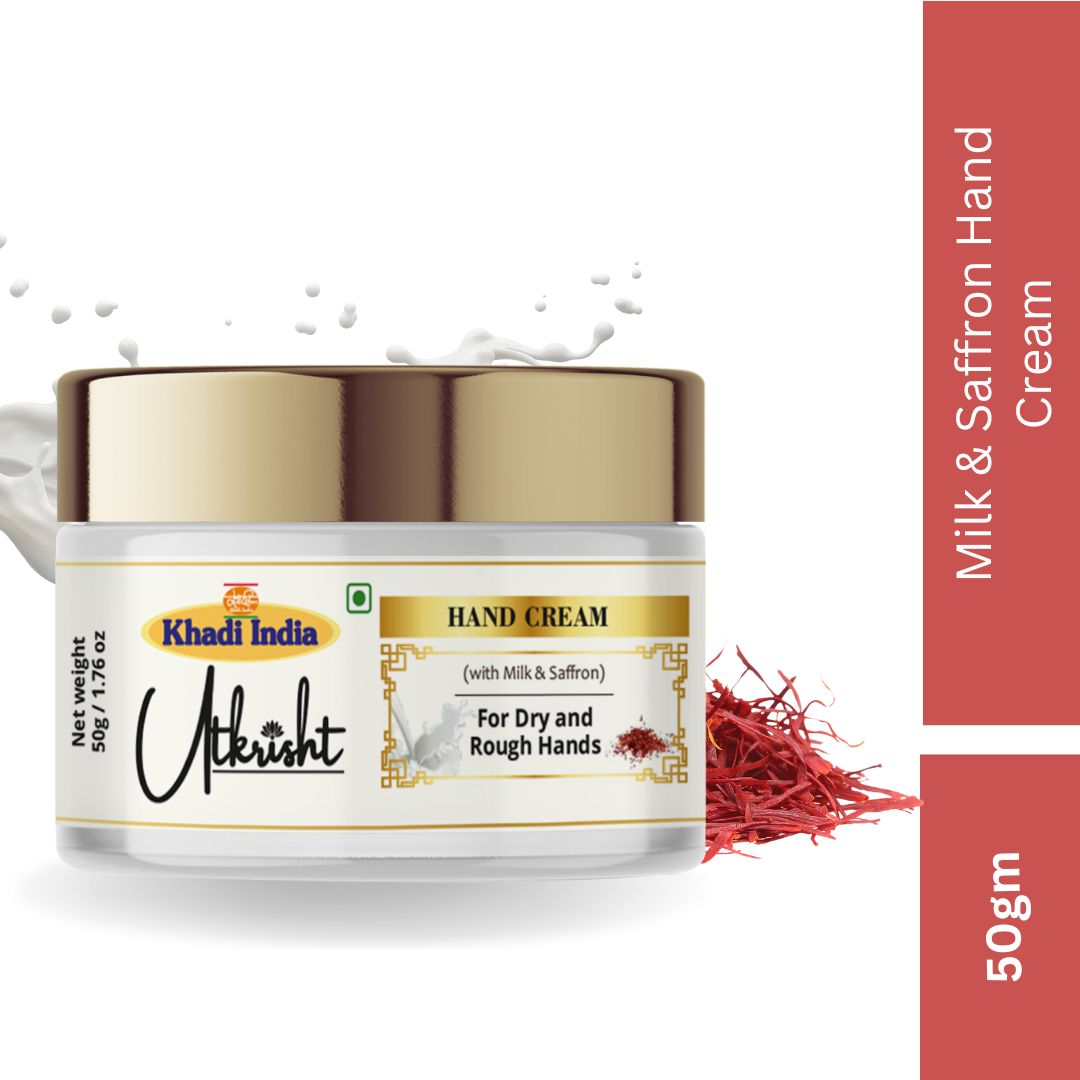 Khadi Essentials Milk & Saffron Hand Cream (50g) | For Soft, Smooth Hands, Intense Moisturization & Brightening