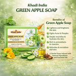 Bhudevam Naturals Khadi Green Apple Handmade Bath Soap with Refreshing Fruity Fragrance for Soft & Glowing Skin- 500GM (Pack of 4)