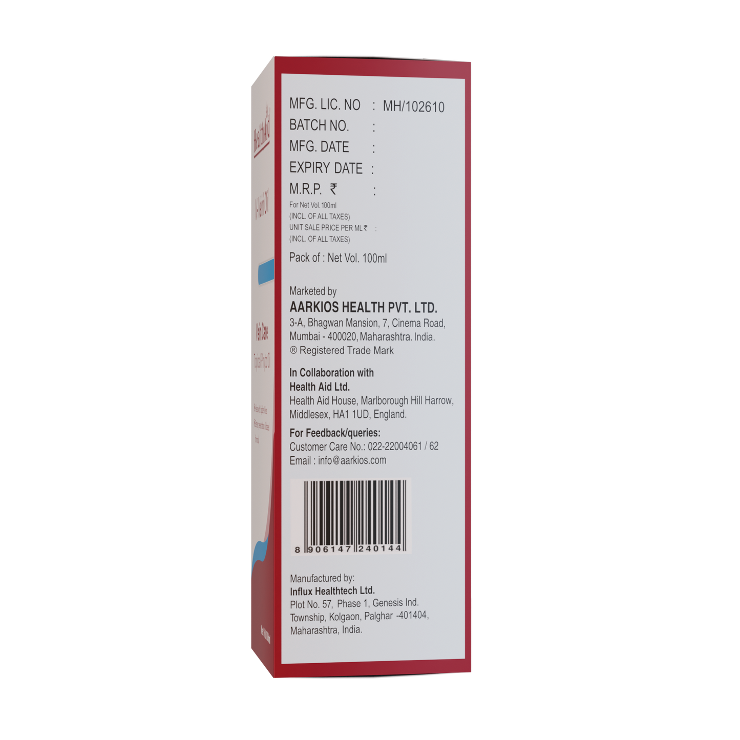 HealthAid V-Vein Oil Vein Care Topical Phyto Oil - 100ml