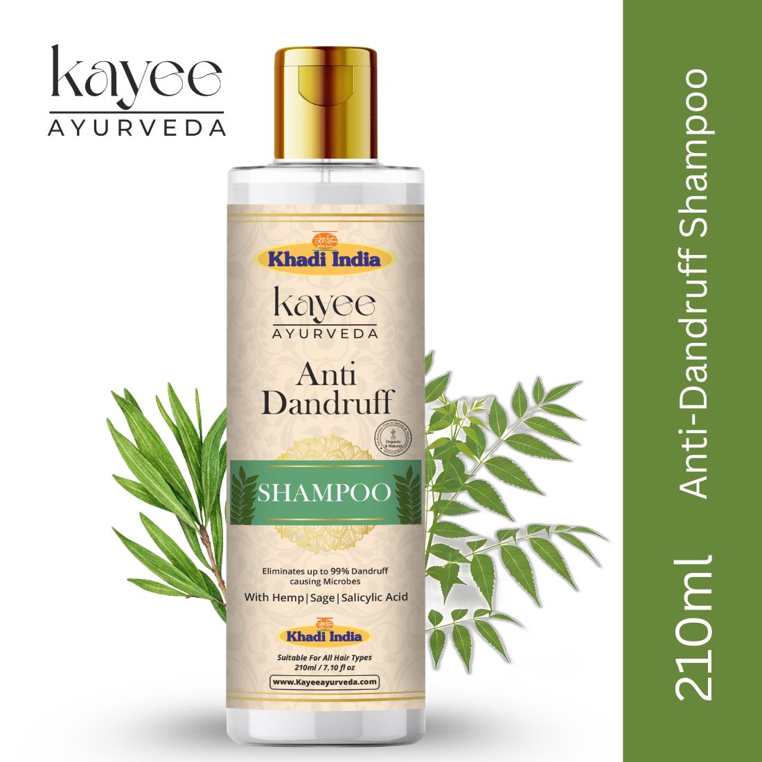 Kayee Ayurveda Anti-Dandruff Shampoo for Men & Women | Herbal Scalp Cleansing Shampoo for Dandruff & Flaky Scalp Care | Helps Remove Excess Oil, Cleanse Scalp & Maintain Fresh, Healthy-Looking Hair | 210 ml