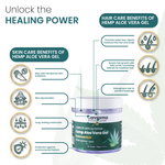 Cannarma Hemp Aloe Vera Gel | For Face, Hair, Skin Moisturizer | Hydrates and Soothes | With Vitamin E - 100gm