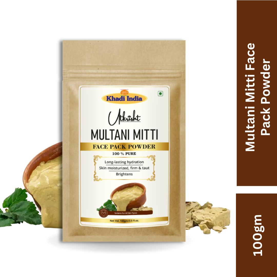 Khadi Multani Mitti Powder for Face & Hair | 100% Natural Fuller’s Earth Powder | Deep Cleansing & Oil Control | Face Pack & Hair Mask for Skin & Scalp Care | For All Skin Types | 100 gm