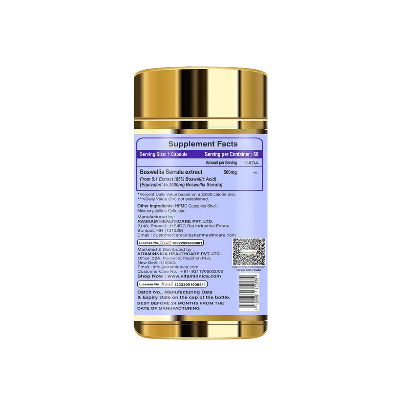 Vitaminnica Boswellia Serrata 2500mg - Joint Comfort & Mobility Support, 60 Vegan Capsules