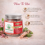 Bhudevam Naturals Khadi Rose Geranium Bath Salts for Relaxation – Natural Aromatherapy Soaking Salts with Essential Oils for Stress Relief & Skin Care- 200GM