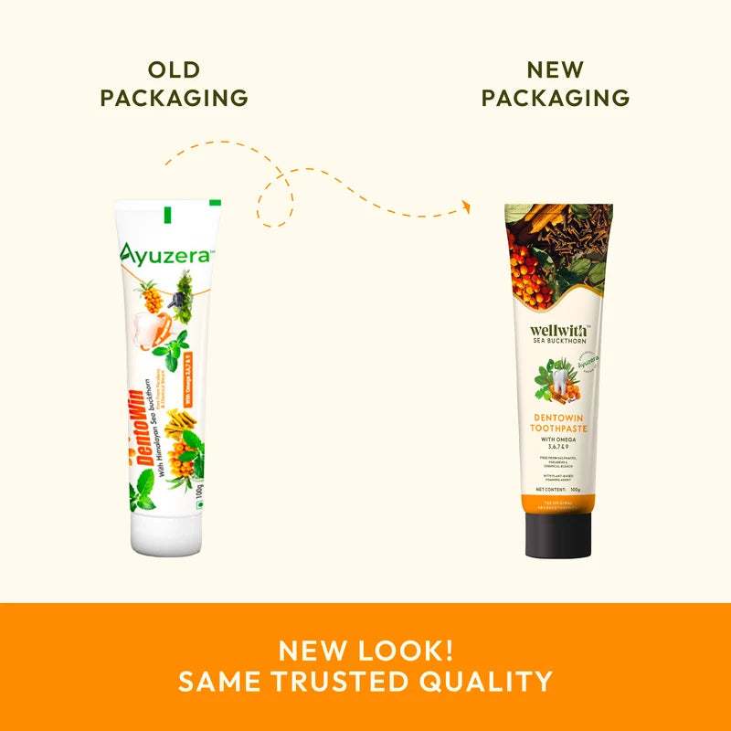 WellWith Dentowin Sea Buckthorn Herbal Toothpaste (100g) (Pack of 2)