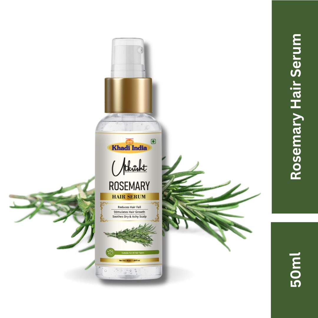 Khadi Rosemary Hair Serum for Hair Growth & Anti Hair Fall | Non-Sticky Leave-In Serum | Controls Frizz, Strengthens Hair With Rosemary Extract & Vitamin E For Men & Women - 50GM
