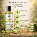 Bhudevam Naturals Khadi Neem & Aloe Vera Shampoo – Reduces Hair Fall & Adds Shine- 420ML (Pack of 2)