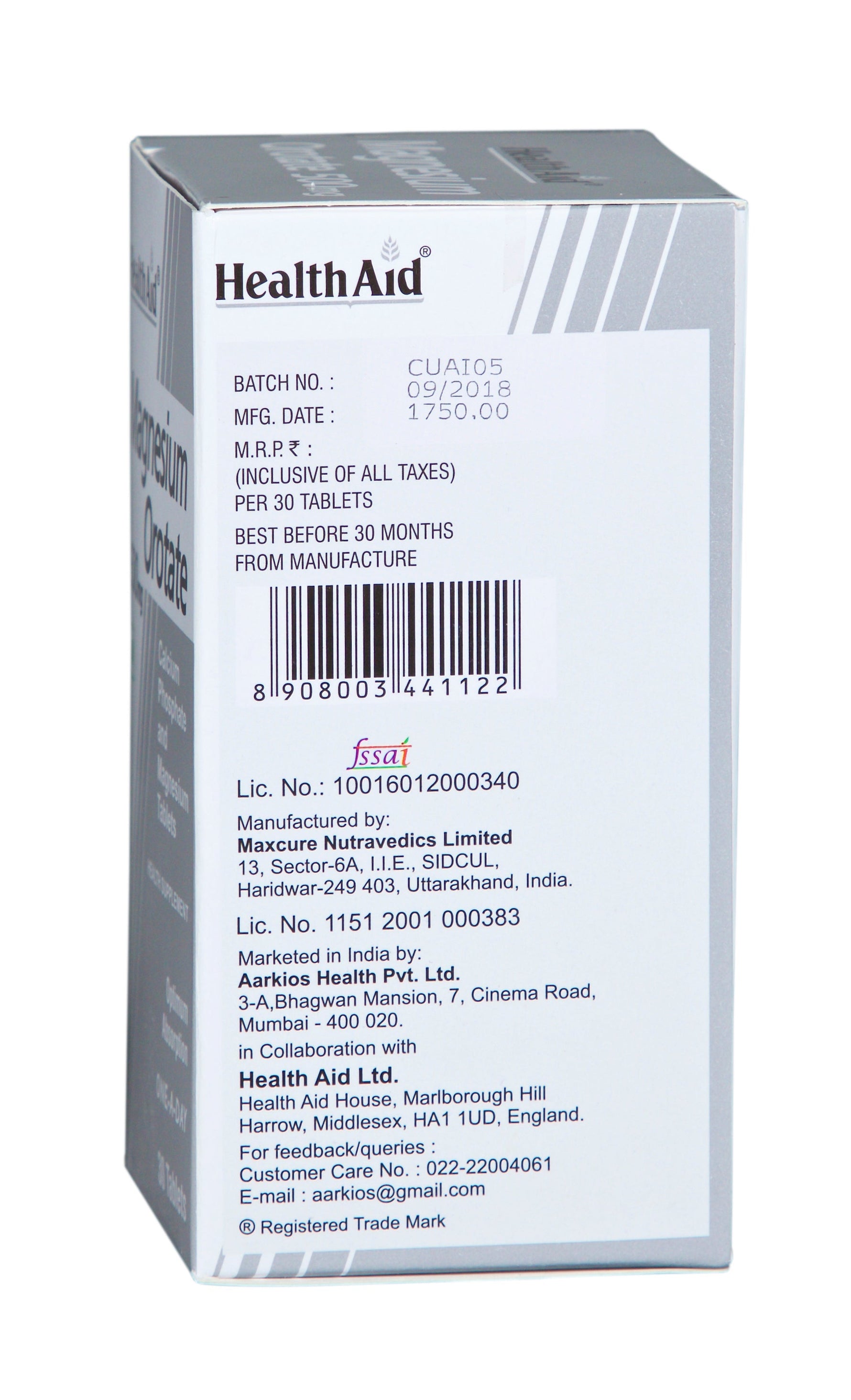 Healthaid Magnesium Orotate 500mg Tablet - 30 Tablet