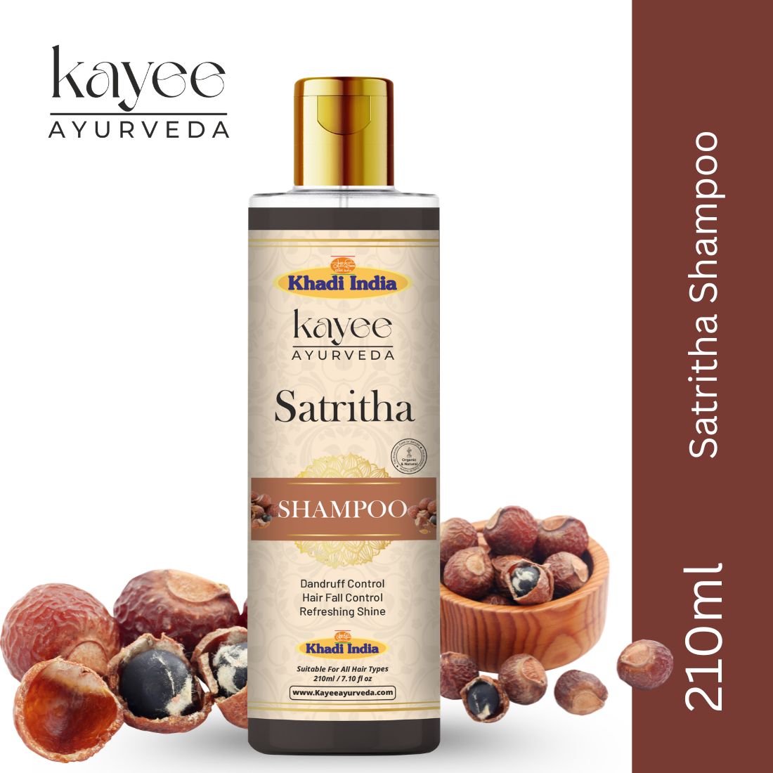 Kayee Ayurveda SatRitha Shampoo for Hair Growth & Hair Care | Herbal Ayurvedic Shampoo for Scalp Cleansing, Hair Nourishment, Strength, Smoothness & Natural-Looking Shine | For Men & Women | 210 ml