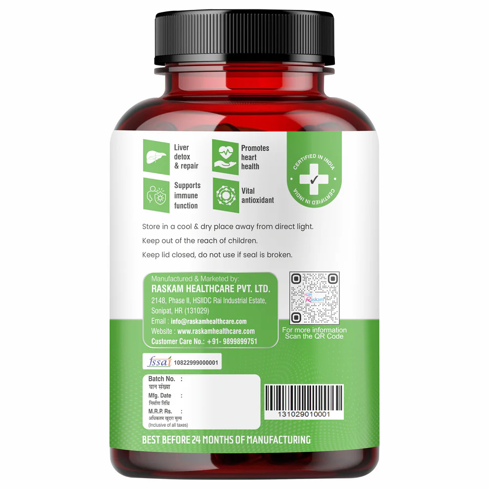 Raskam Citrus Bergamot 1200mg Supplement, 100 Veg Capsules, Antioxidant-Rich Complex for Heart Health and Immune Support