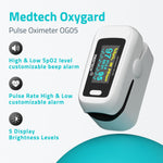 Medtech OG05 - Fingertip Pulse Oximeter | Blood Oxygen Saturation and Heart Rate Monitor | SpO2 Oxygen Meter | Finger Pulse oximeter | 4 Parameters - Perfusion Index, Respiratory Rate, Oxygen Level and Pulse Rate