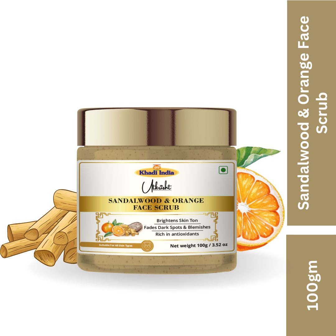 Khadi Sandal Face Scrub | Natural Sandalwood (Chandan) Exfoliating Scrub | Helps Remove Dead Skin, Dirt & Surface Impurities |  100 gm