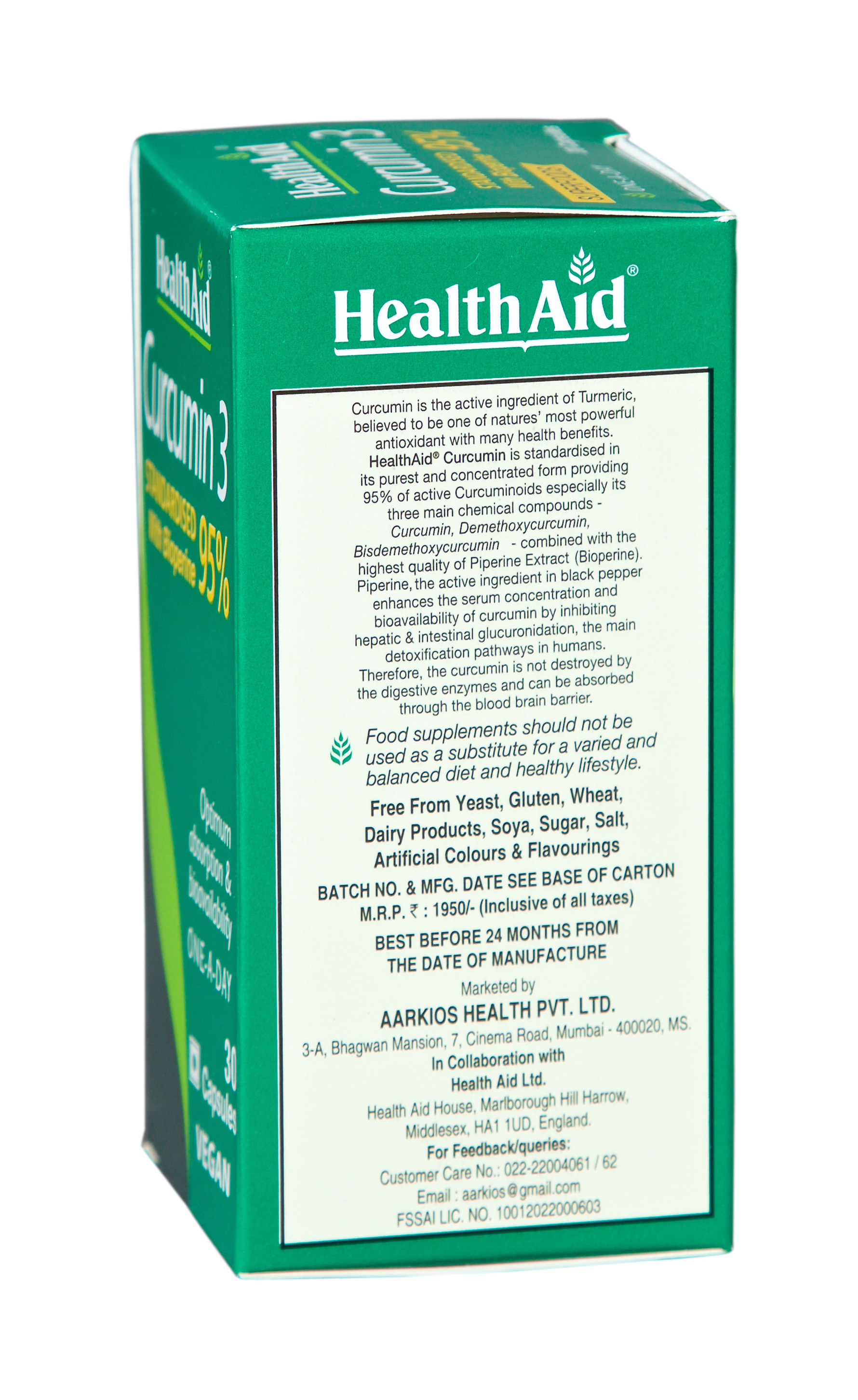HealthAid Curcumin 3 Capsule - 30 Capsule