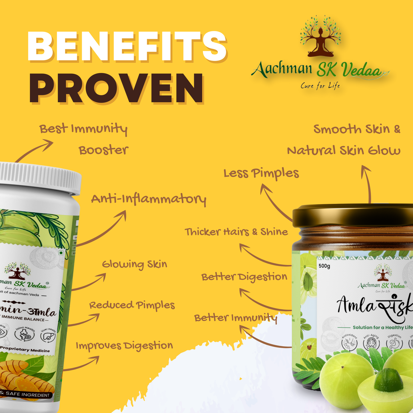 Aachman Veda Amla Sanskar & Curcumin Extract Combo - 500gm, 100gm