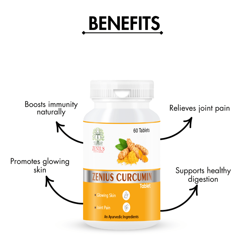 Zenius Curcumin Tablets - for Anti-Inflammatory and Antioxidant-Rich Tablets for Joint Health, Pain Relief, and Immunity - 60 Tablets